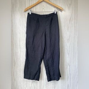 Kim Rogers Womens Size Small Black Linen Capri Pull On Pants